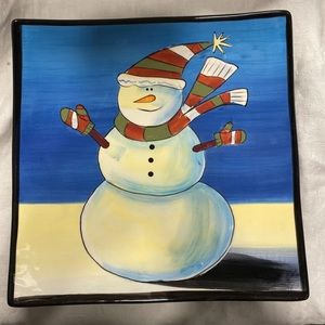MARY NAYLOR DESIGNS HAND PAINTED PLATE SNOWMAN WALL ART